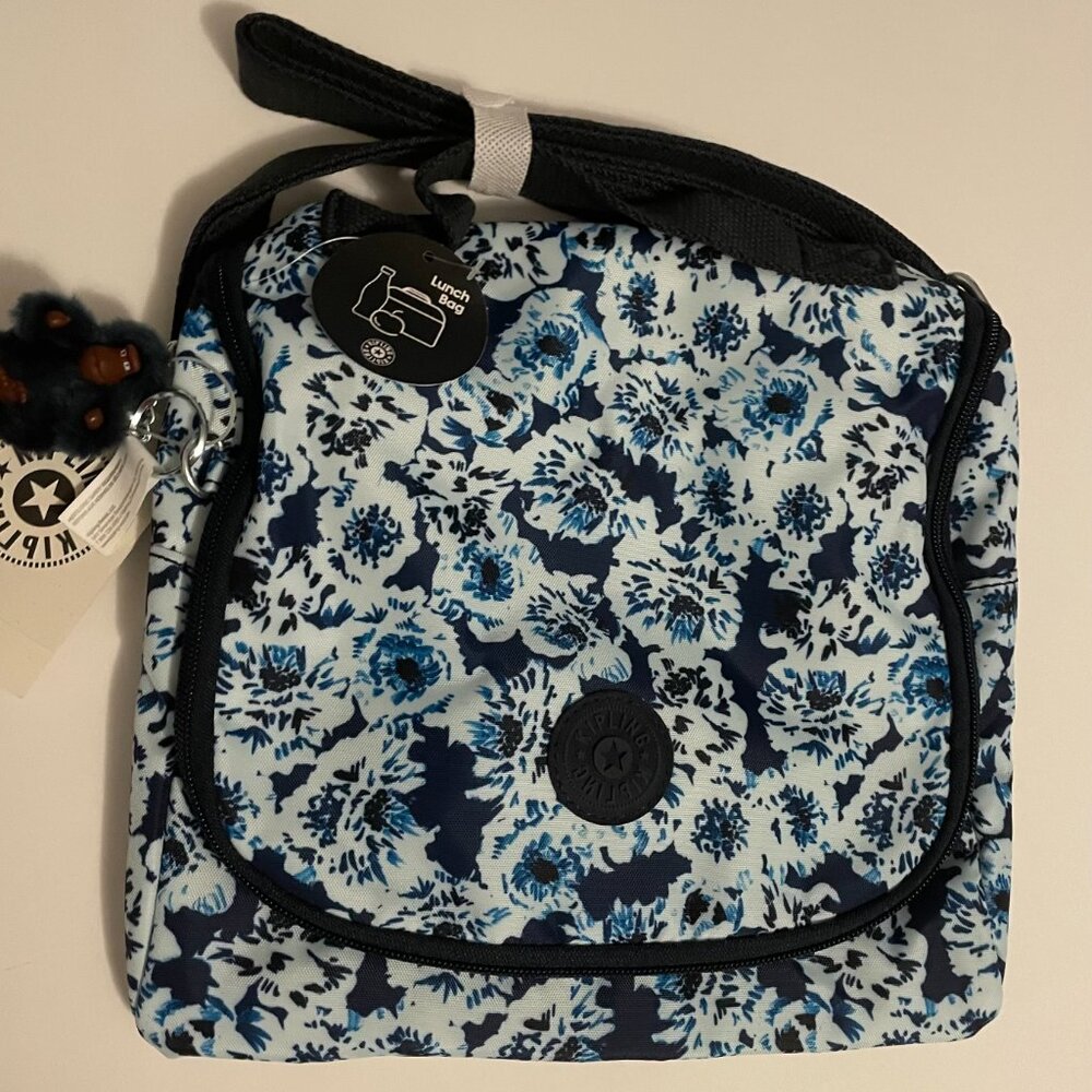 Kipling Lunch Bag NWT Navy Blue and White Flowers